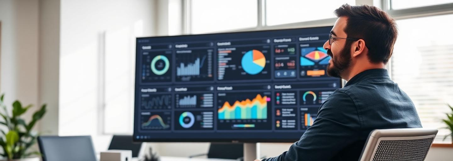 Business owner reviewing AI dashboard results
